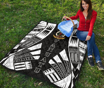 Vanuatu Premium Quilt - Vanuatu Coat Of Arms Polynesian White Tattoo