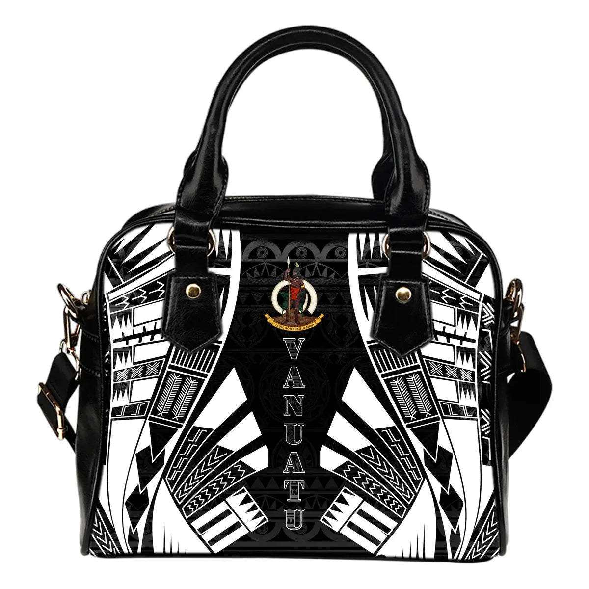 Vanuatu Shoulder Handbag - Polynesian Tattoo Black
