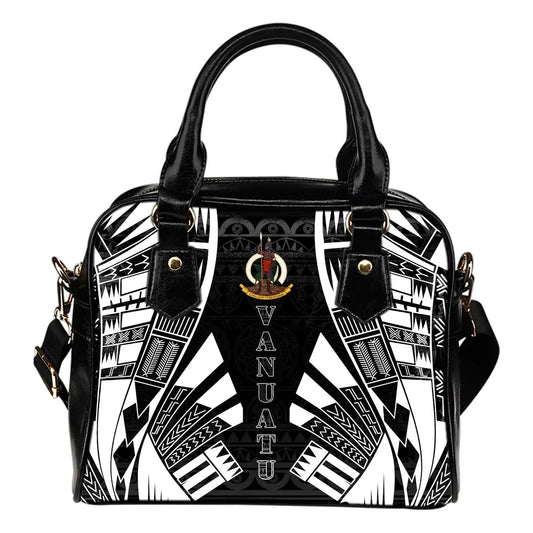 Vanuatu Shoulder Handbag - Polynesian Tattoo Black