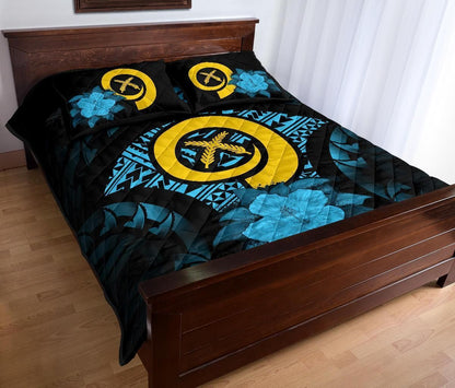 Vanuatu Polynesian Quilt Bed Set Hibiscus Blue