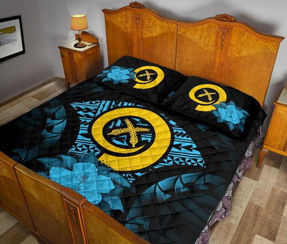 Vanuatu Polynesian Quilt Bed Set Hibiscus Blue