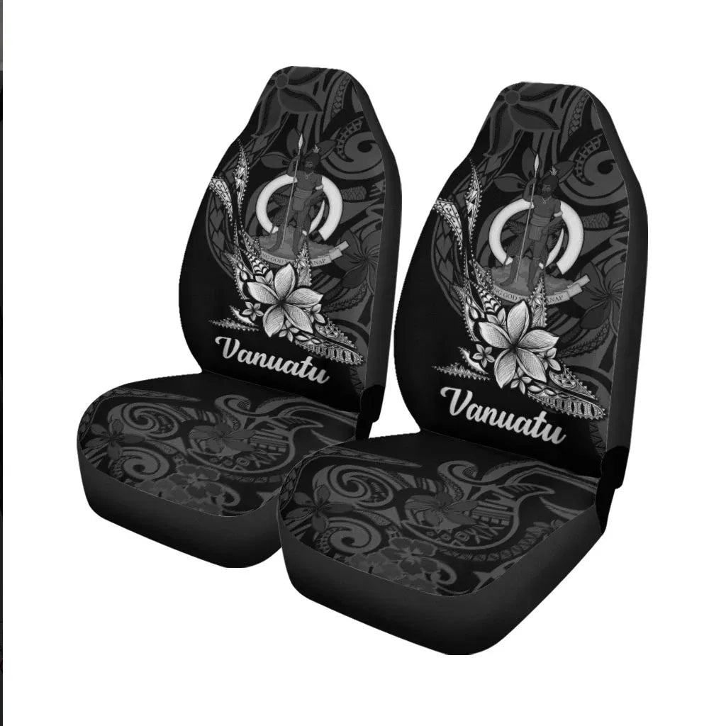 Vanuatu Car Seat Cover - Fish With Plumeria Flowers Style