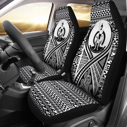 Vanuatu Car Seat Cover - Vanuatu Coat Of Arms Polynesian Tattoo Black