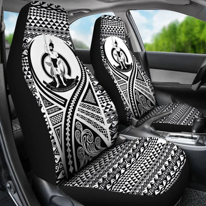 Vanuatu Car Seat Cover - Vanuatu Coat Of Arms Polynesian Tattoo Black