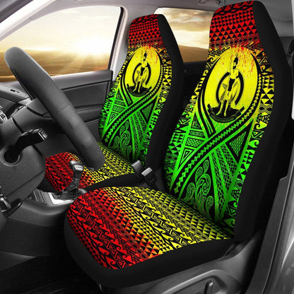 Vanuatu Car Seat Cover - Vanuatu Coat Of Arms Polynesian Tattoo Reggae