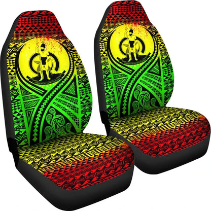 Vanuatu Car Seat Cover - Vanuatu Coat Of Arms Polynesian Tattoo Reggae