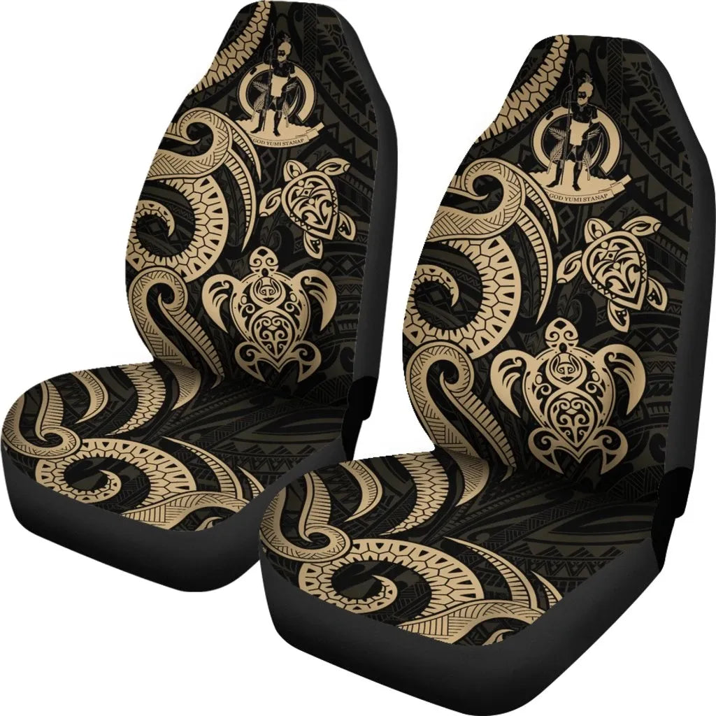Vanuatu Car Seat Covers - Gold Tentacle Turtle
