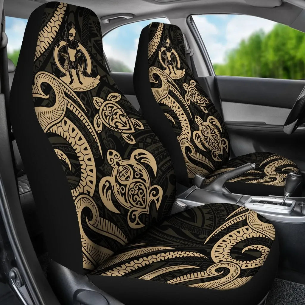 Vanuatu Car Seat Covers - Gold Tentacle Turtle