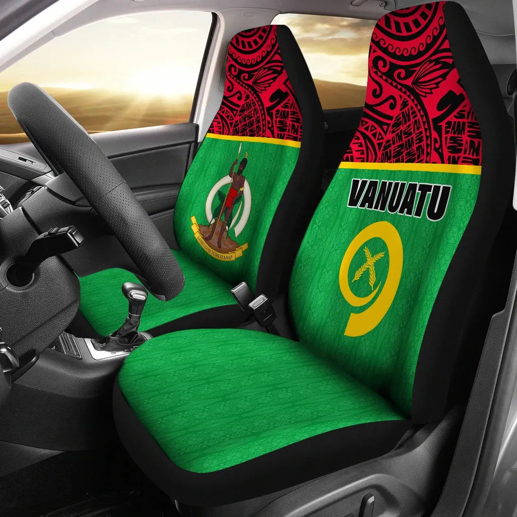 Vanuatu Car Seat Covers - Vanuatu Flag Coat Of Arms Melanesian Style
