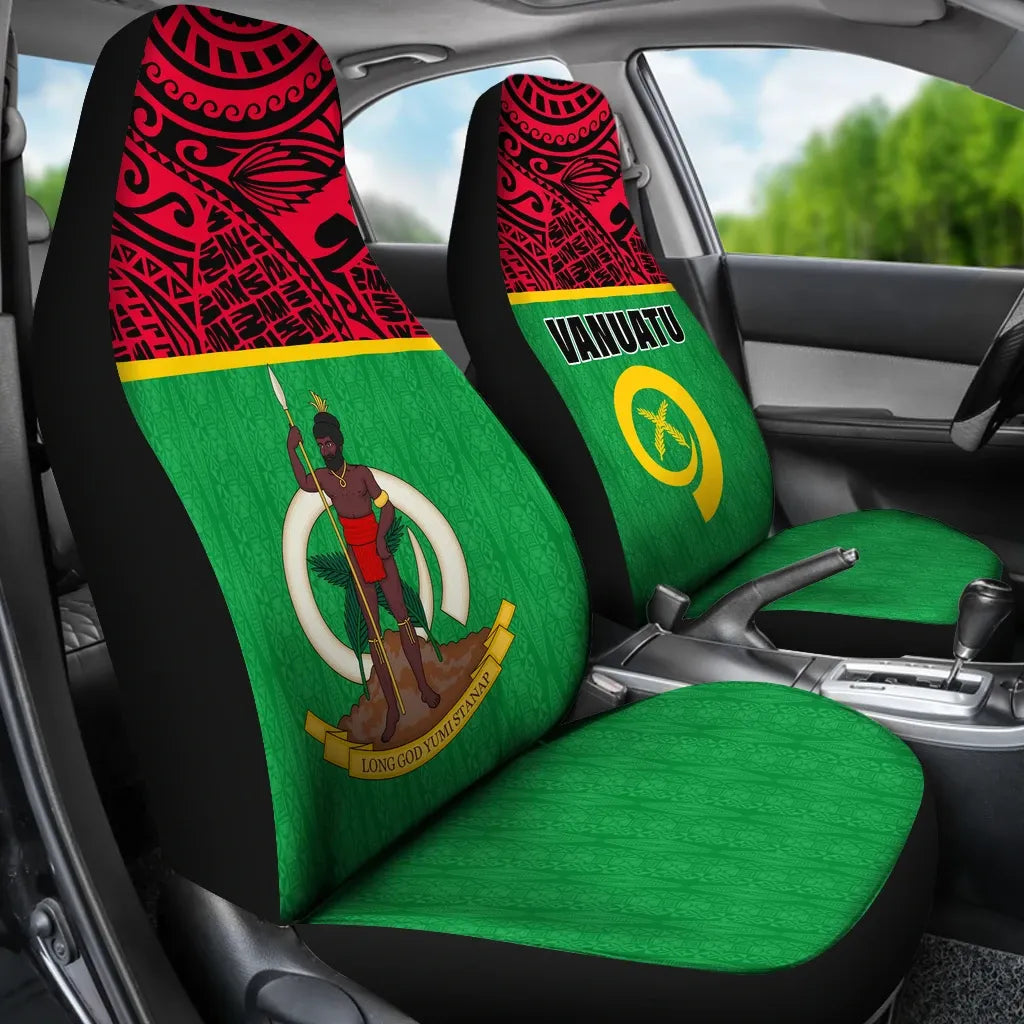 Vanuatu Car Seat Covers - Vanuatu Flag Coat Of Arms Melanesian Style