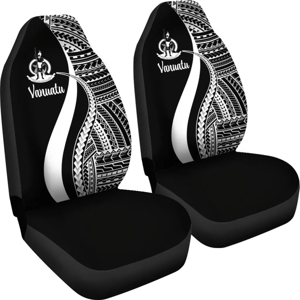Vanuatu Car Seat Covers - White Polynesian Tentacle Tribal Pattern