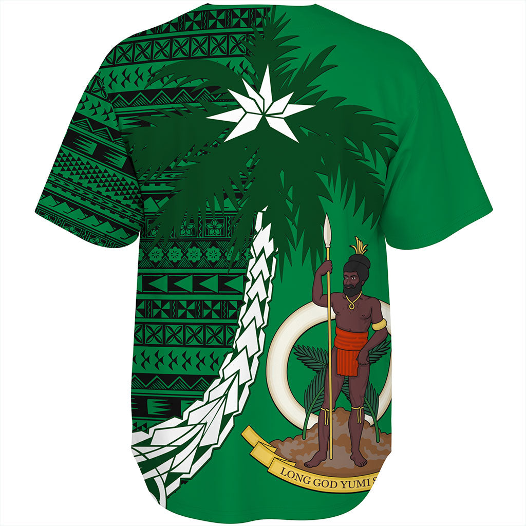 Vanuatu Baseball Shirt Coat Of Arms Tree Coconut