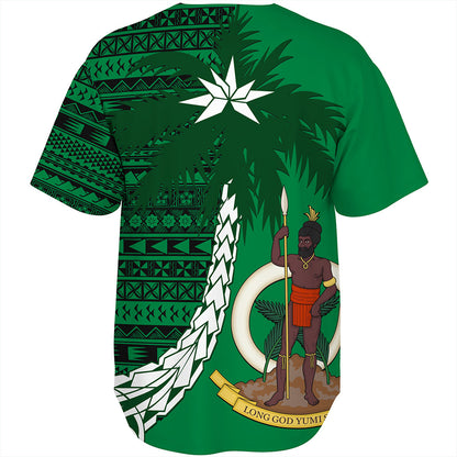 Vanuatu Baseball Shirt Coat Of Arms Tree Coconut
