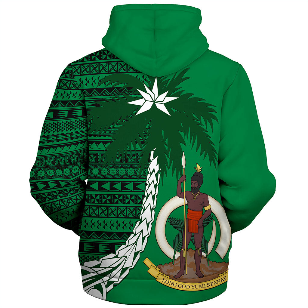 Vanuatu Sherpa Hoodie Coat Of Arms Tree Coconut