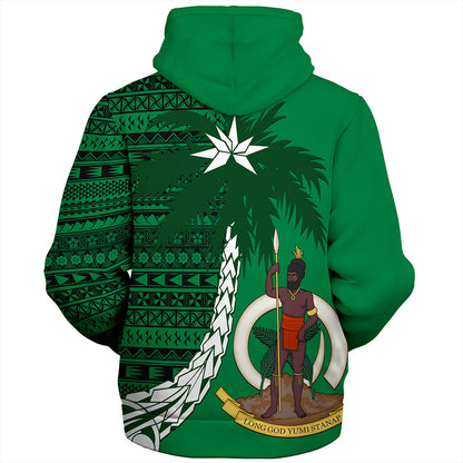 Vanuatu Sherpa Hoodie Coat Of Arms Tree Coconut
