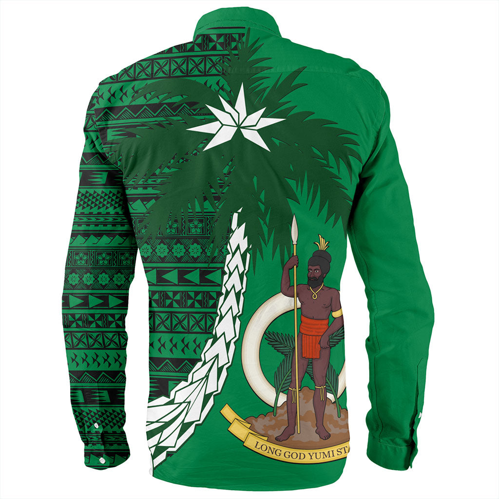 Vanuatu Long Sleeve Shirt Coat Of Arms Tree Coconut