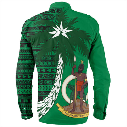 Vanuatu Long Sleeve Shirt Coat Of Arms Tree Coconut