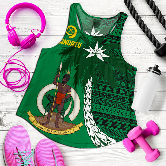 Vanuatu Women Tank Coat Of Arms Tree Coconut