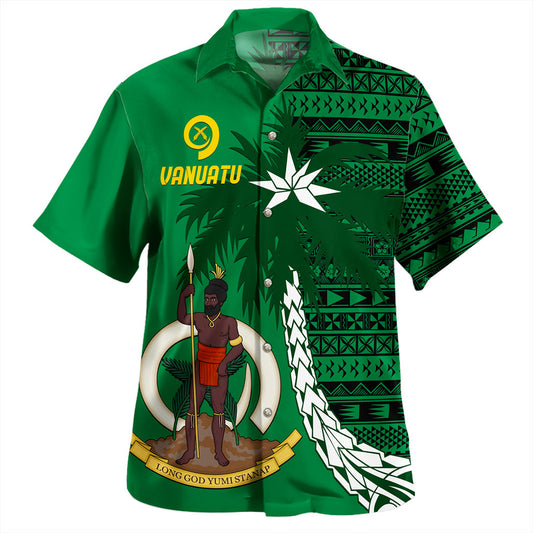 Vanuatu Hawaiian Shirt Coat Of Arms Tree Coconut