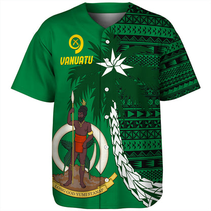 Vanuatu Baseball Shirt Coat Of Arms Tree Coconut