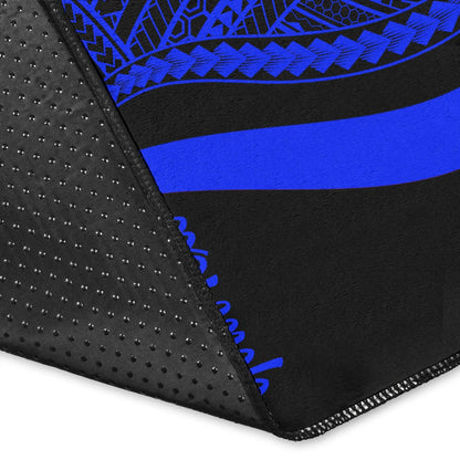 Vanuatu Custom Personalised Area Rug - Blue Polynesian Tentacle Tribal Pattern