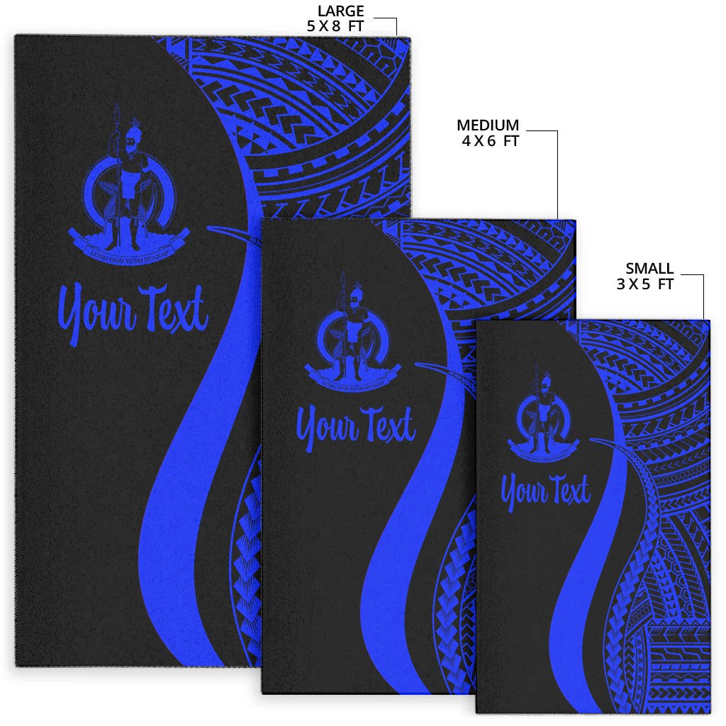 Vanuatu Custom Personalised Area Rug - Blue Polynesian Tentacle Tribal Pattern