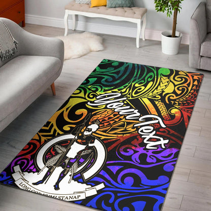 Vanuatu Custom Personalised Area Rug - Rainbow Polynesian Pattern