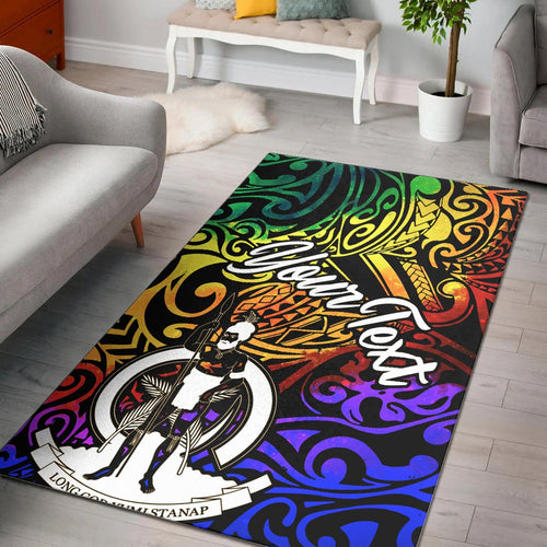 Vanuatu Custom Personalised Area Rug - Rainbow Polynesian Pattern