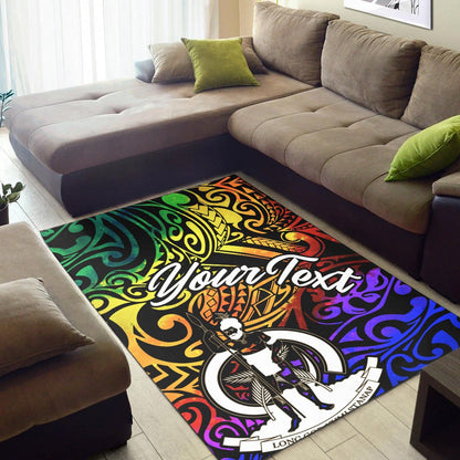 Vanuatu Custom Personalised Area Rug - Rainbow Polynesian Pattern
