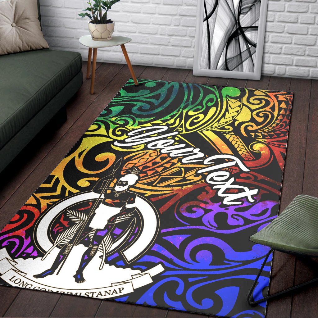 Vanuatu Custom Personalised Area Rug - Rainbow Polynesian Pattern