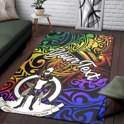 Vanuatu Custom Personalised Area Rug - Rainbow Polynesian Pattern