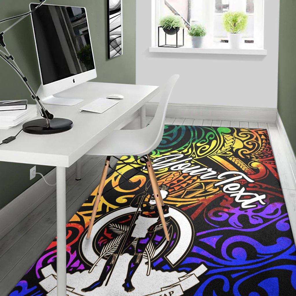 Vanuatu Custom Personalised Area Rug - Rainbow Polynesian Pattern