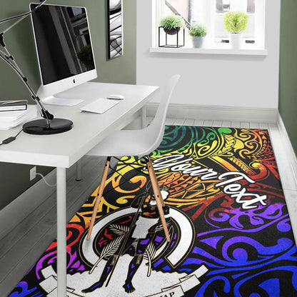 Vanuatu Custom Personalised Area Rug - Rainbow Polynesian Pattern