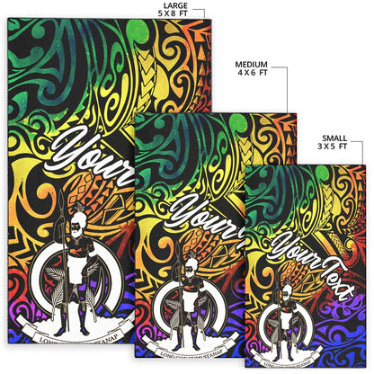 Vanuatu Custom Personalised Area Rug - Rainbow Polynesian Pattern