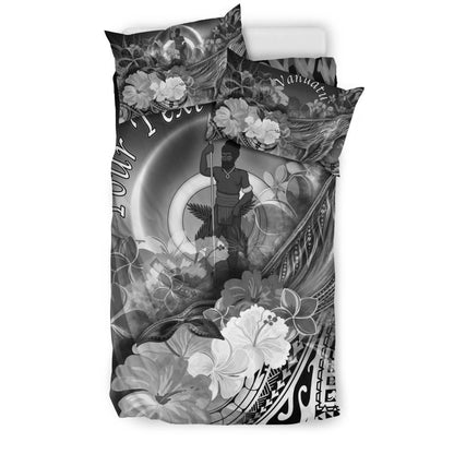 Vanuatu Custom Personalised Bedding Set - Humpback Whale With Tropical Flowers (White)