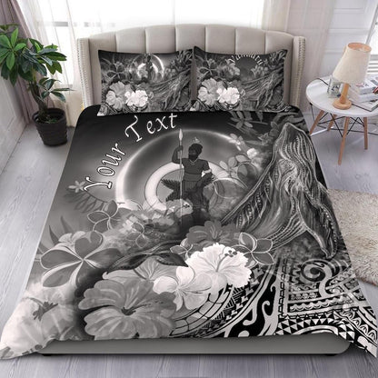 Vanuatu Custom Personalised Bedding Set - Humpback Whale With Tropical Flowers (White)