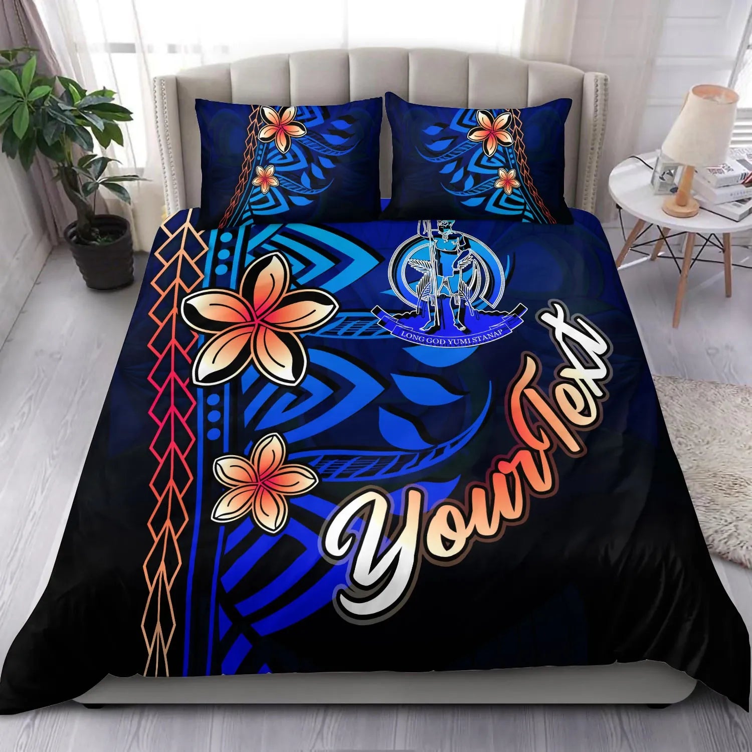 Vanuatu Custom Personalised Bedding Set - Vintage Tribal Mountain
