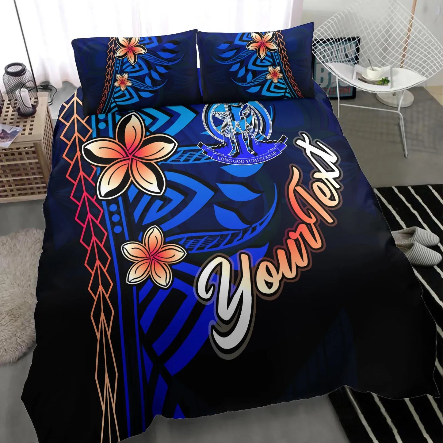 Vanuatu Custom Personalised Bedding Set - Vintage Tribal Mountain