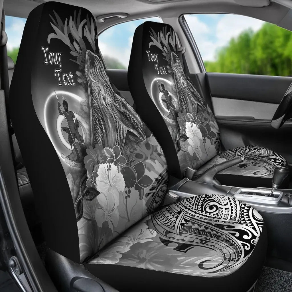Vanuatu Custom Personalised Car Seat Convers - Humpback Whale with Tropical Flowers (White)