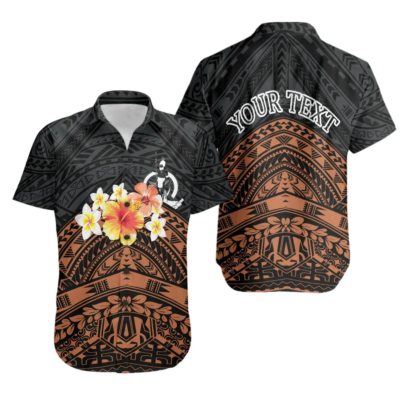 Vanuatu Custom Personalised Short Sleeve Shirt - Tribal Pattern Hibiscus