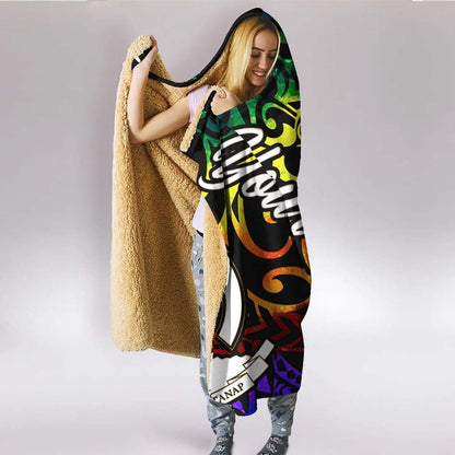 Vanuatu Custom Personalised Hooded Blanket - Rainbow Polynesian Pattern