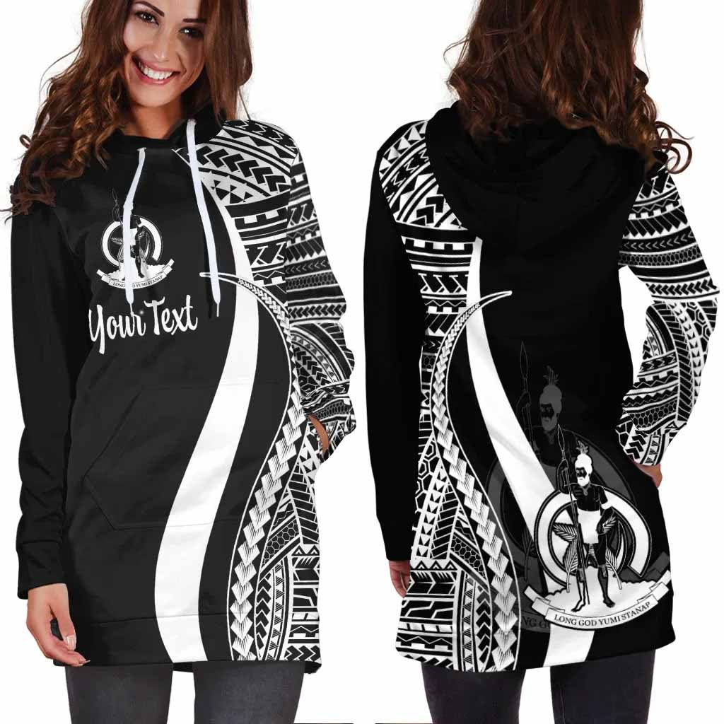 Vanuatu Custom Personalised Hoodie Dress - White Polynesian Tentacle Pattern
