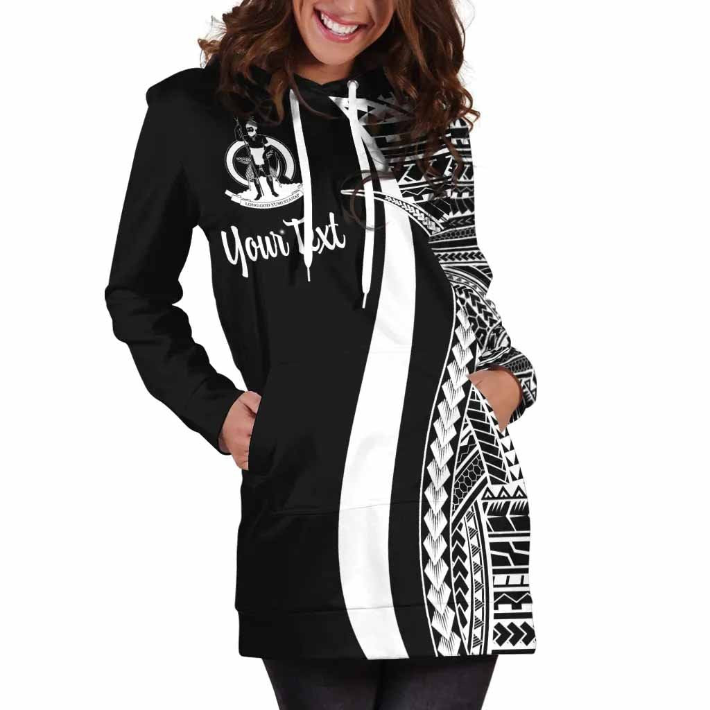 Vanuatu Custom Personalised Hoodie Dress - White Polynesian Tentacle Pattern