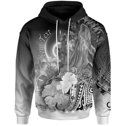 Vanuatu Custom Personalised Hoodie - Humpback Whale with Tropical Flowers (White)
