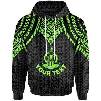 Vanuatu Custom Personalised Hoodie - Polynesian Armor Style Green