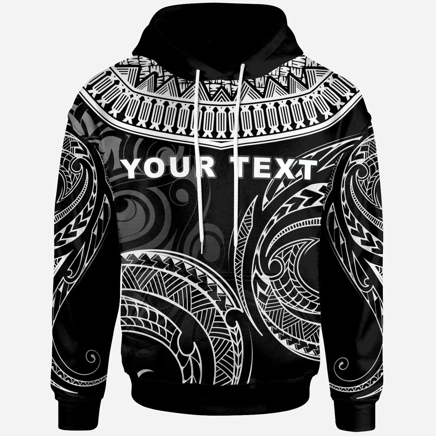 Vanuatu - Custom Personalised Hoodie - Serrated Pattern White Color