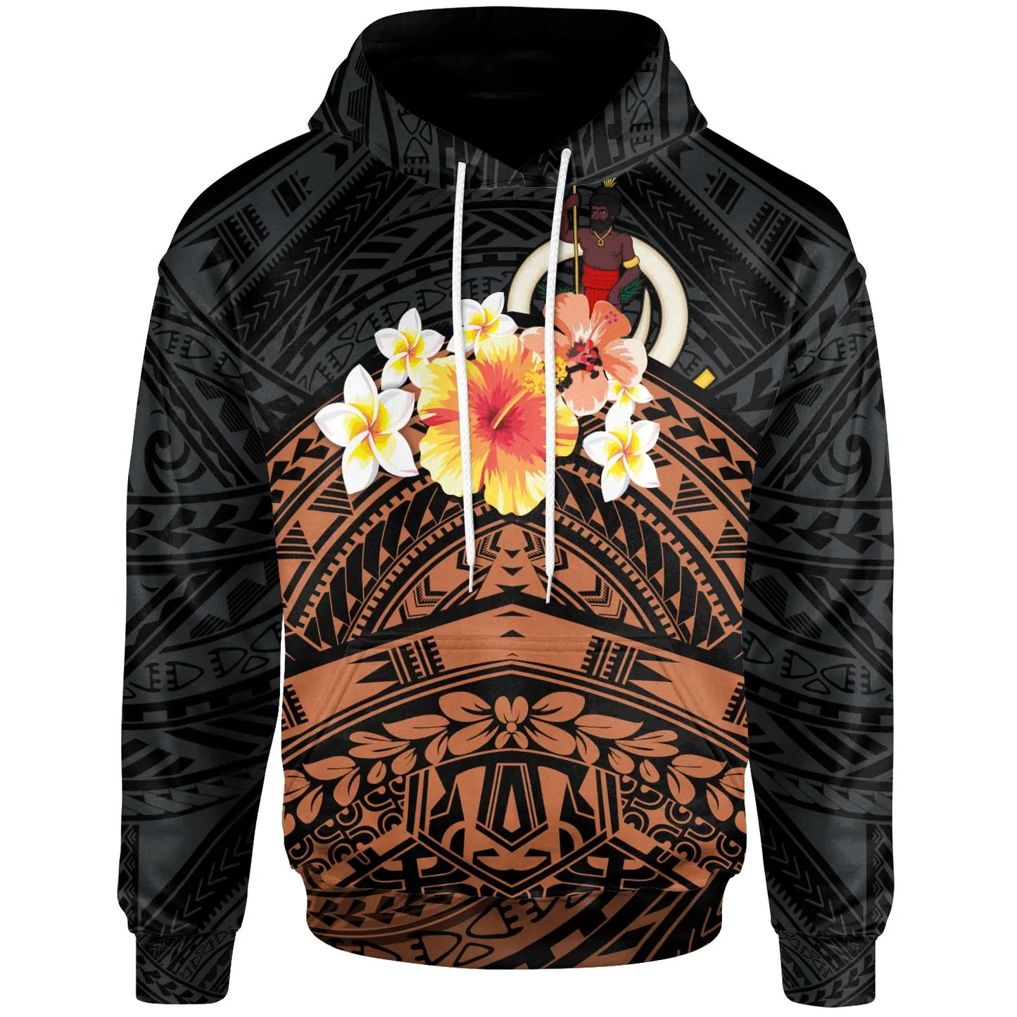 Vanuatu Custom Personalised Hoodie - Tribal Pattern Hibiscus