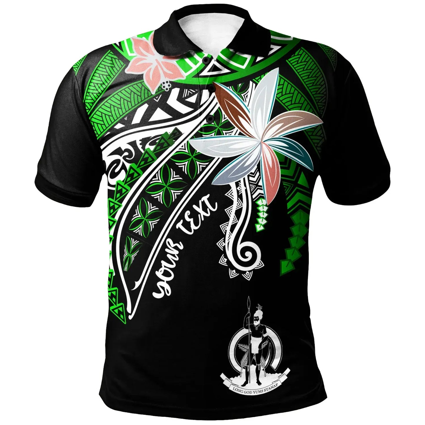 Vanuatu  Custom Personalised Polo Shirt - Fanciful Forest Green Color