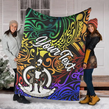 Vanuatu Custom Personalised Premium Blanket - Rainbow Polynesian Pattern