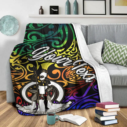 Vanuatu Custom Personalised Premium Blanket - Rainbow Polynesian Pattern